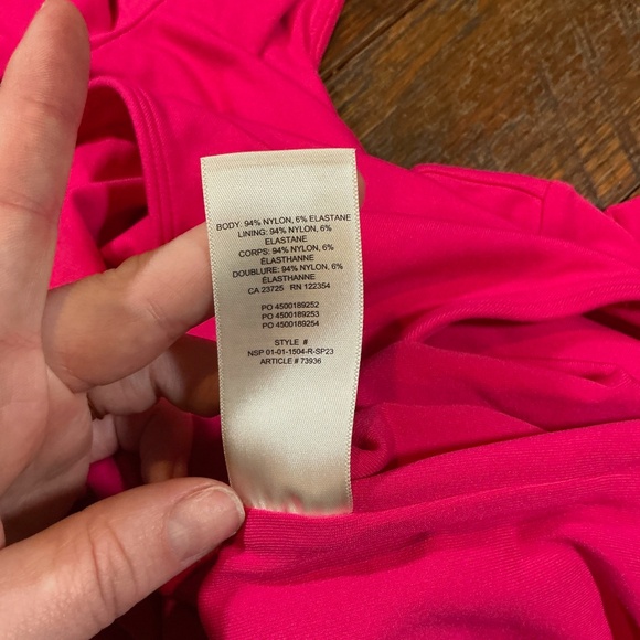 Babaton Contour Long Sleeve Square Neck Bodysuit Hot Pink Size M - Picture 9 of 10